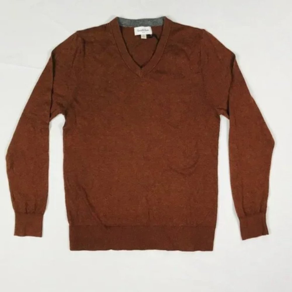 Goodfellow Men's Rust Heather Long Sleeve V-Neck Pullover Sweater
